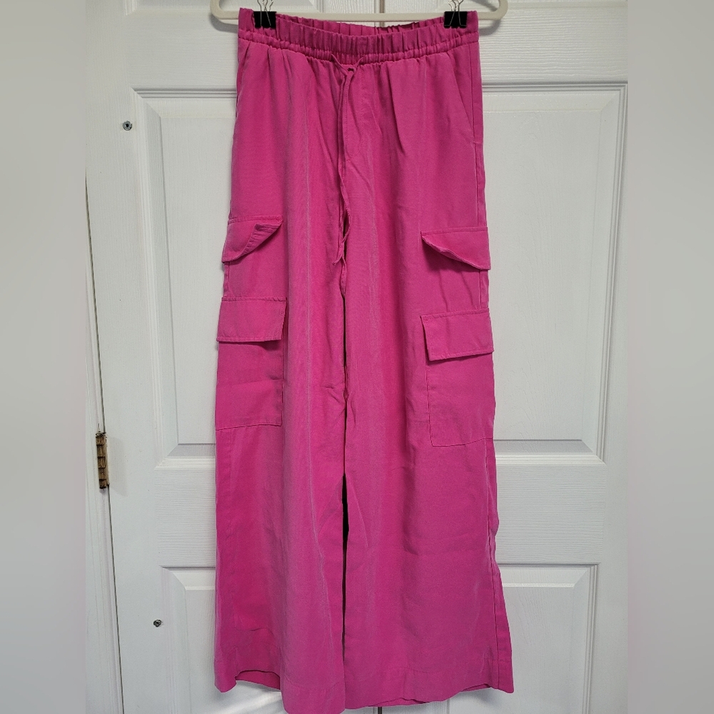 A New Day Vibrant Pink Wide Leg Cargo Pants
